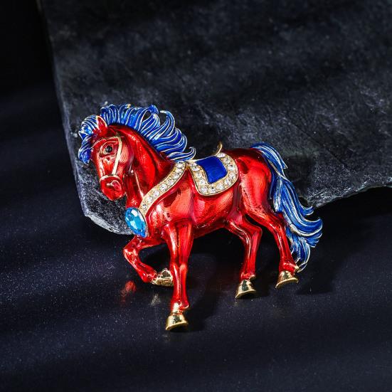 Brooch Pin Sparkling Rhinestones Inlaid Horse Design Pin Sweaters Hats Bags Collar Brooch Outfit Accessory