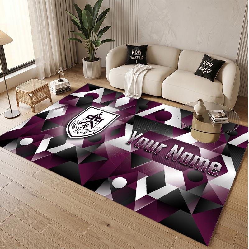 Personalized Crystal Velvet Carpet Burnley Football Pattern Non Slip Floor Rug