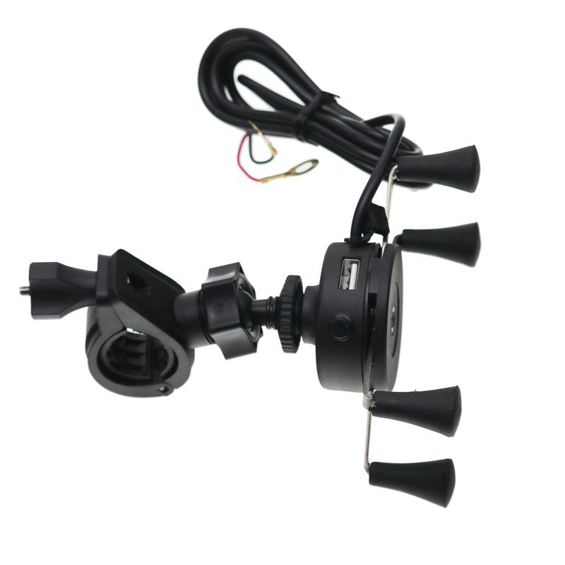 LMoDri Мотоцикл Вращающееся на 360 градусов крепление на руль Держатель для мобильного телефона USB-кронштейн для зарядки Поддержка ручки скутера