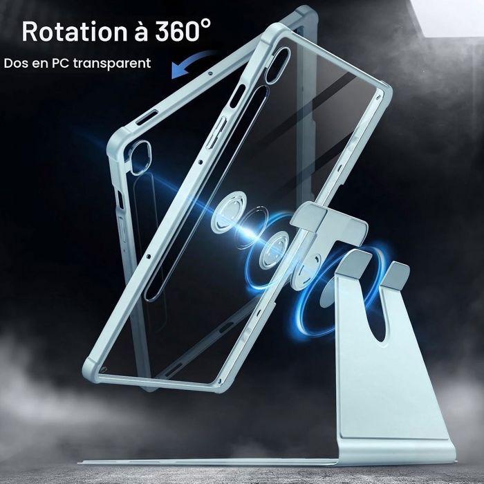 Coque pour Samsung Galaxy Tab S10 FE Plus, Protection Rotative 360° avec Porte-Stylet - Bleu