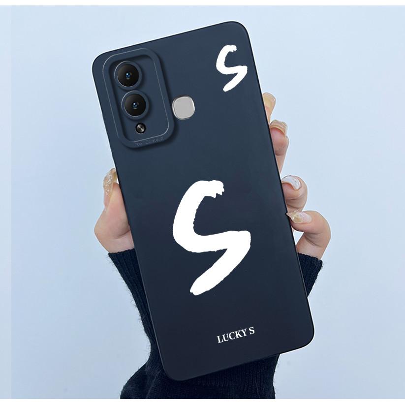 For Infinix Hot 12 Play Hot 12 X6816 X6816C Case Cover Lucky Initial Letter Soft Matte Phone Bumper for Infinix Hot 12i X665B
