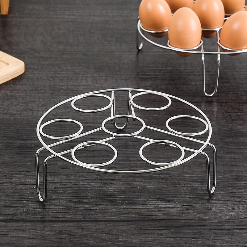 Stainless Steel Steamed Egg Rack Household Three-Legged Kitchen Water-Proof Multi-Function 7 Holes Round Heat Insulation Rack