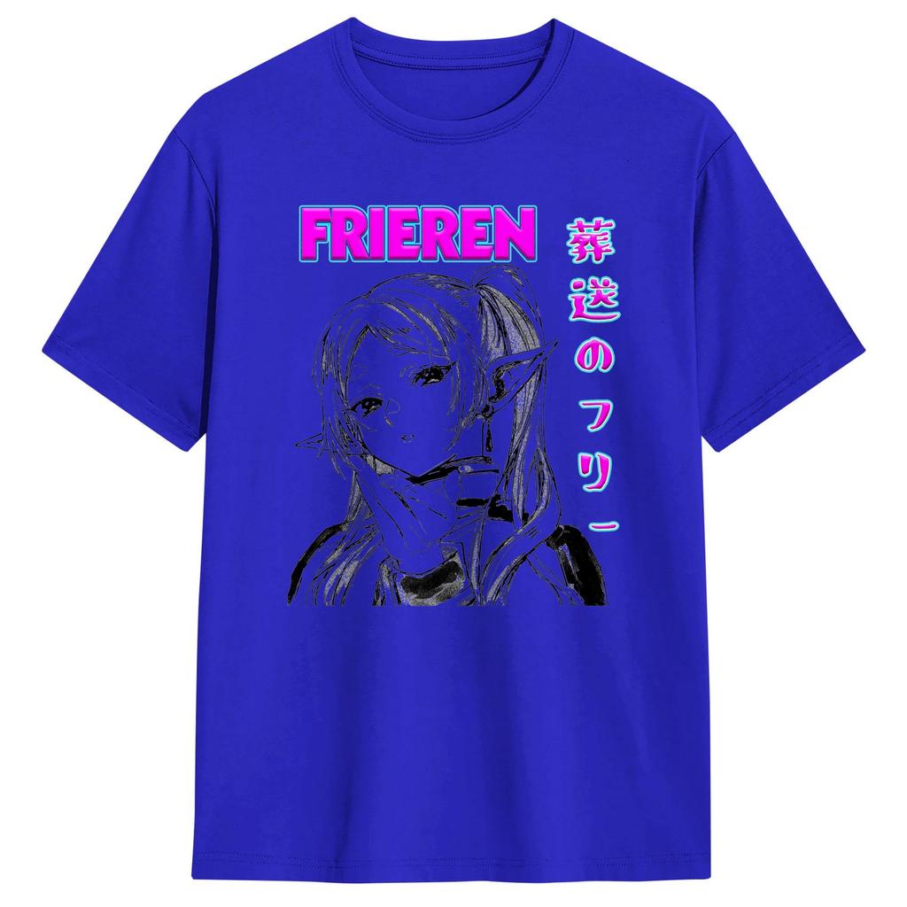Novelty Sousou no Frieren Tshirts For Unisex Women Cotton Short Sleeve Crewneck Summer Tops Shirts