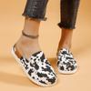 Woman Fashion Slip-on Leopard Sneakers Black White Cow Print Canvas Mule Loafers Ladies Casual Flat Sport Slippers Plus Size
