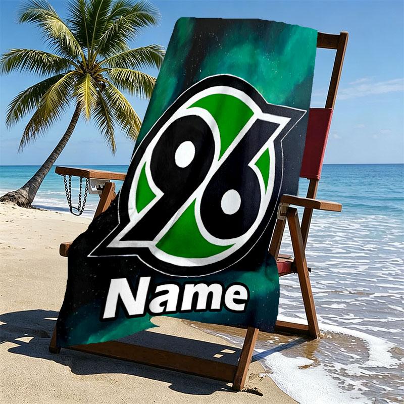 Custom Name Personalized Hannover 96 Football Print Beach Towel, for Trip Camping Beach Party Home Decor, Birthday Gift for Family & Friends
