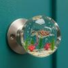 Retro Round Resin Door Handle - Realistic Fish and Floral Design, Crystal Transparent Spherical Door Handle, Artistic Natural Style Decoration