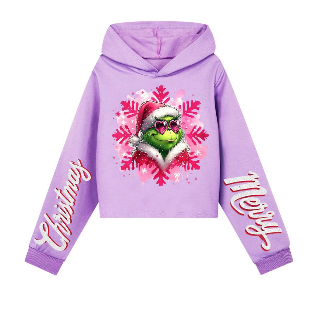 Kids' Casual Fashion Christmas Printed Long Sleeve Hooded Sweatshirt (No Drawstring)