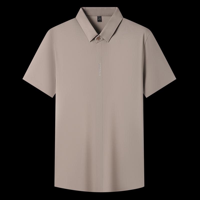 2025 Лето Мужская Однотонная Рубашка Мужская Деловая Платье Гавайские Рубашки Лето Мужская Свободная Блузка с Коротким Рукавом