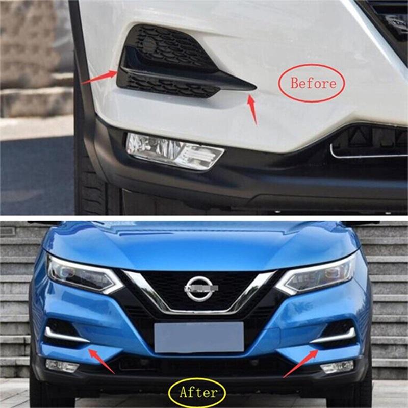 For Nissan Qashqai J11 2018 Front Bumper Fog Light Lamp Eyelid Eyebrow Cover Foglight Trims Car Styling Accessories