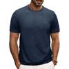 Men's Short Sleeved Knitted T-shirt Top With Round Neck Ribbed Pullover
