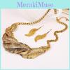 Fashion Rhinestone Decoration Feather Design Women Gold Necklace And Earring Set For Unisex Fashion And Wreath Decor