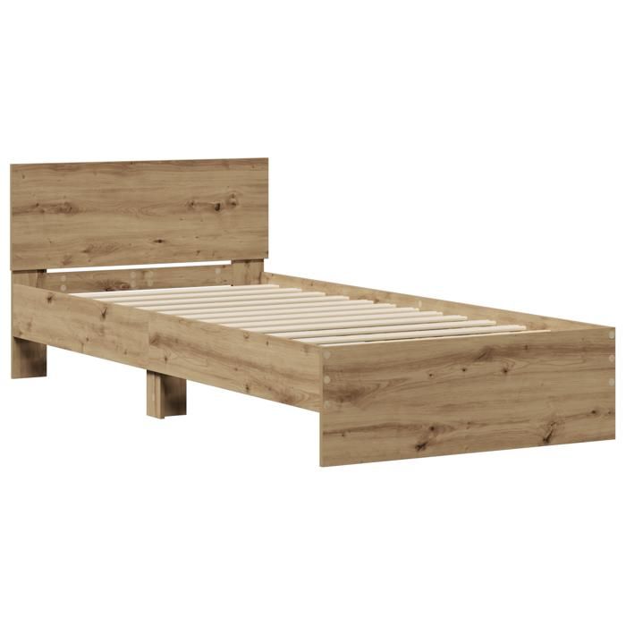 VidaXL Bed Frame Without Mattress with Artisan Oak Headboard 75x190 Cm 871661