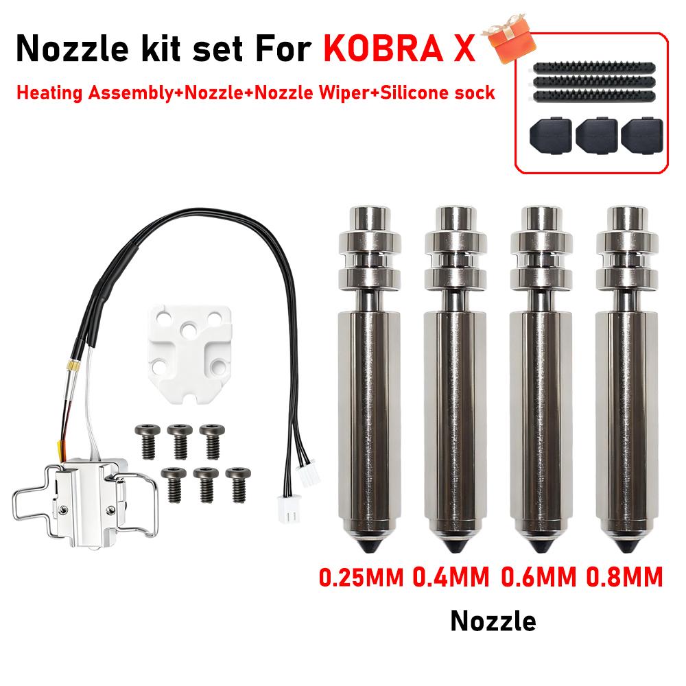 For Anycubic Kobra X Combo Quick Swap Bimetallic Nozzle 0.2/0.4/0.6/0.8 Upgraded High Temperature Resistance Nozzle for KobraX
