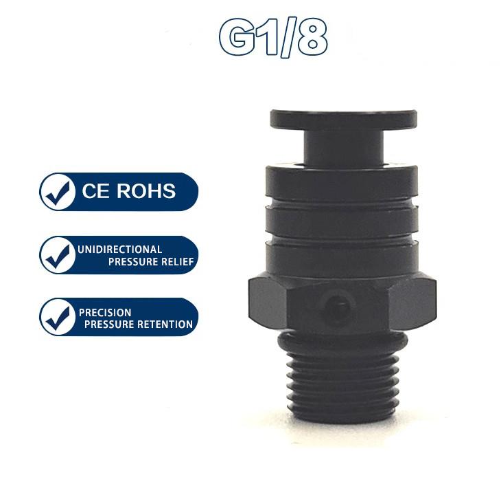 G1/8 Quick Vent Drain Valve Air Relief Valve Switch Manual Push-to-Vent High Pressure Vent Regulator Valve Aluminum Alloy