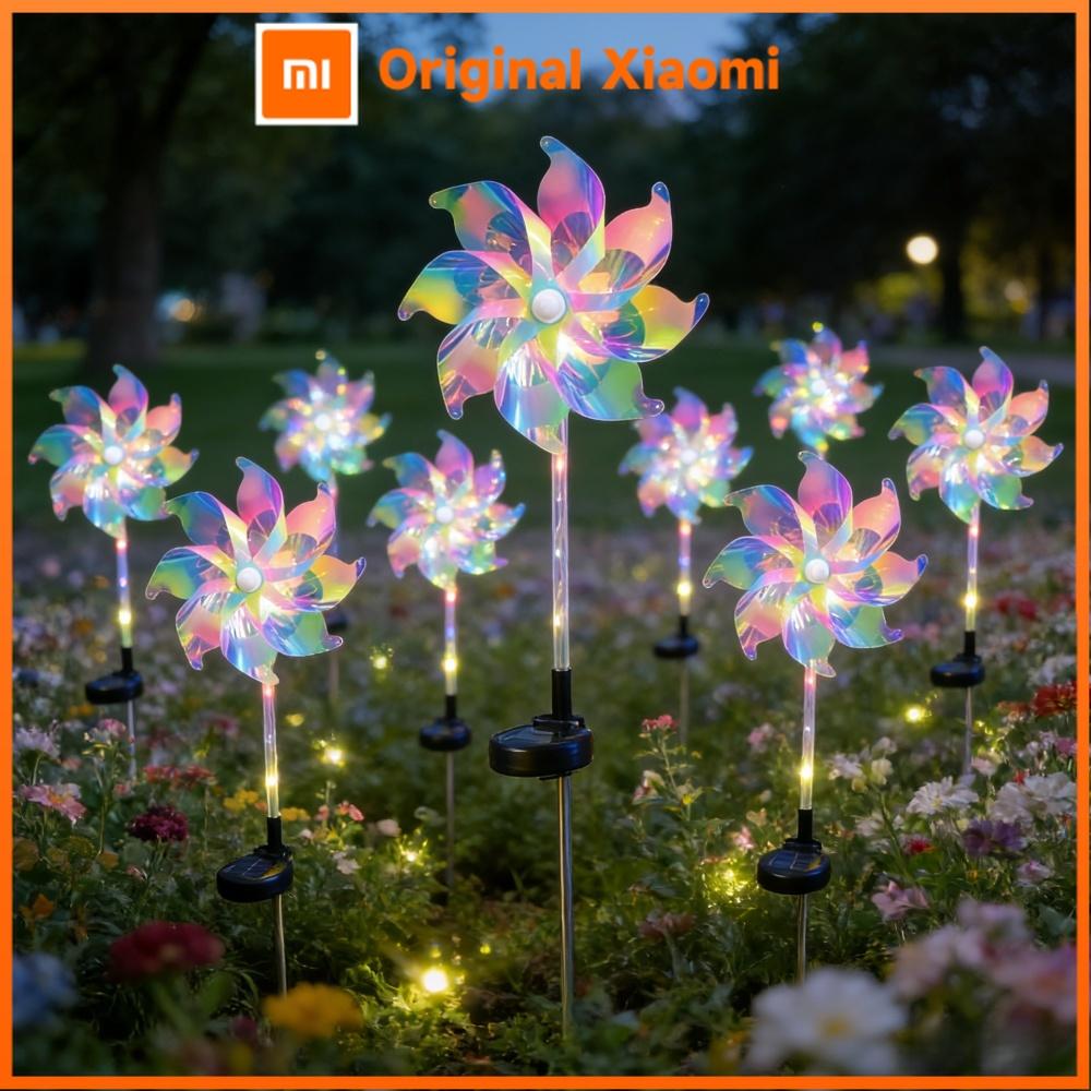 Xiaomi 2PC Solar Powered Colorful Windmill Stake Lights - Waterproof Outdoor Garden Backyard Wedding Party Decorative Lighting