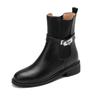 Cow Skin Autumn Winter Shoes Chelsea Boots Round Toe Keep Warm Slip On Low Heels Ankle Boots
