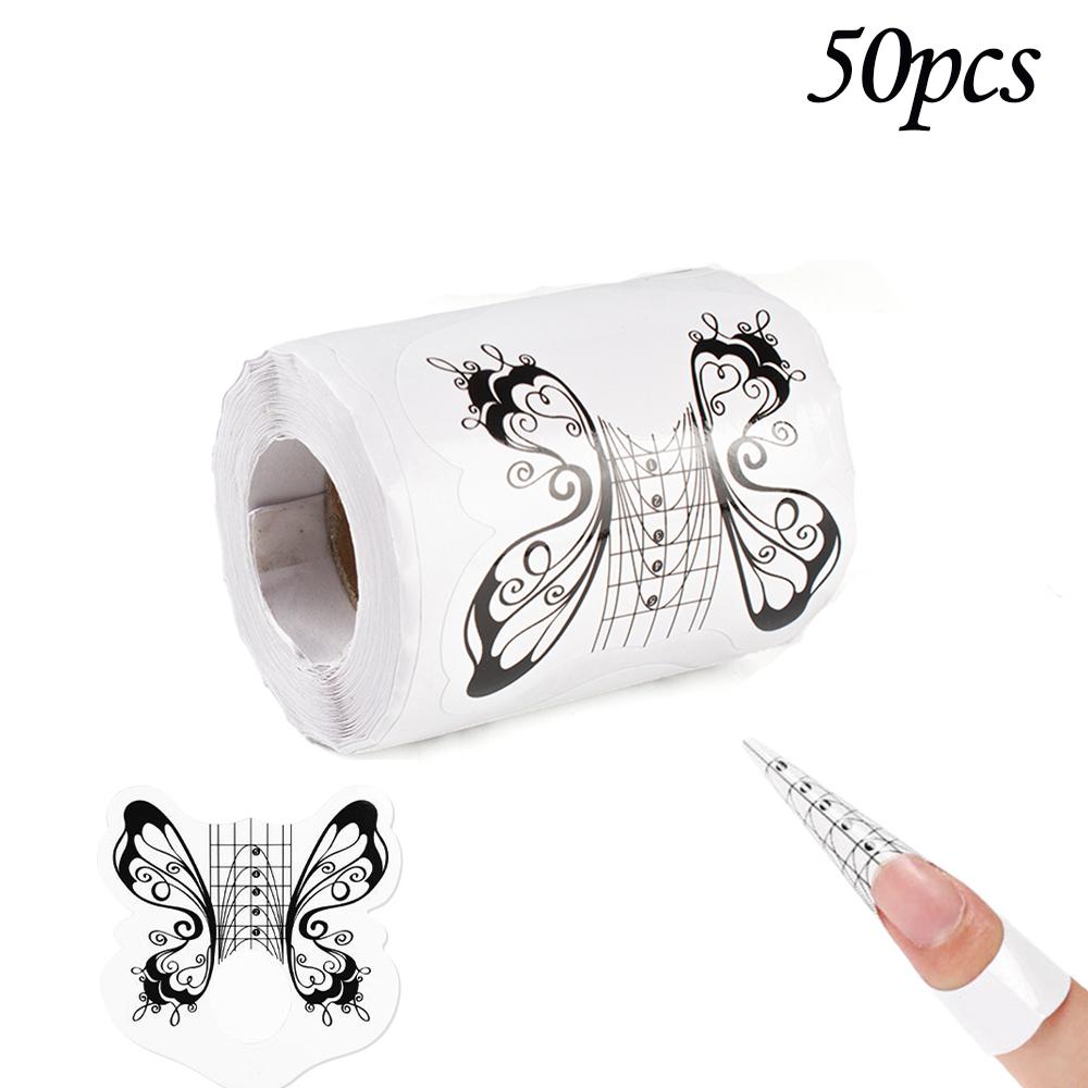 50 шт., французские формы для ногтей, формы для наращивания ногтей, наклейки, акриловые кривые, накладные направляющие для ногтей, маникюрный держатель, набор инструментов