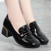 Fashion High Quality Pumps for Women Solid Color Thick Heel Soft Leather Shoes Patent Leather British Woman Round Toe High Heels Shoes