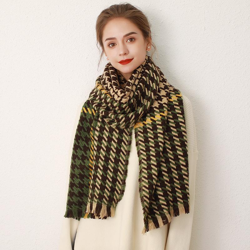 Autumn and Winter Versatile Retro Asymmetrical Color Matching Soft Comfortable Warm Scarf