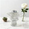 Clear Resin Girl Figurine Carved Retro Floppy Hat Lady Statue Sculpture Home Office Desktop Decoration Ornament