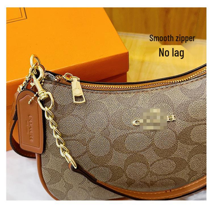 Женская классическая универсальная сумка-кроссбоди в форме полумесяца с принтом в виде цепи