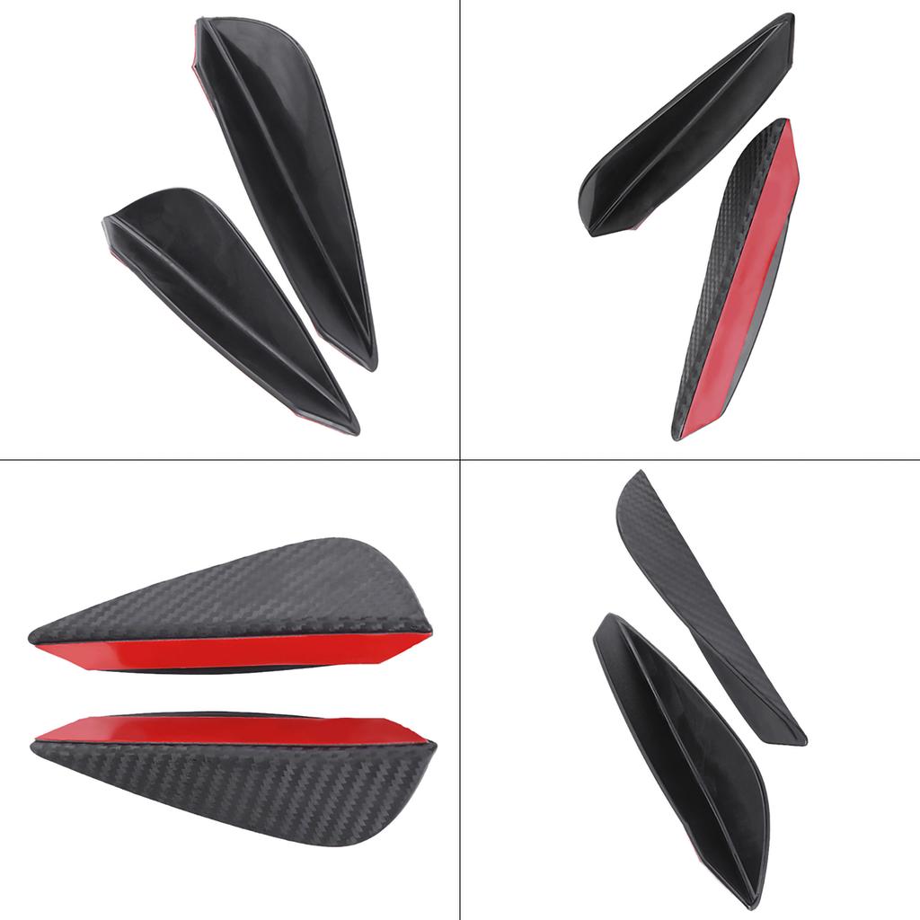 4Pcs Universal ABS Carbon Fiber Car Front Bumper Fins Lip Spoiler Canards Trim Kit