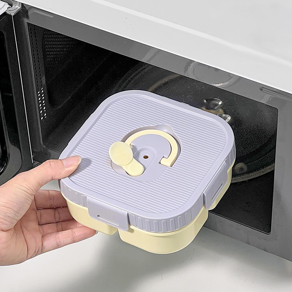 2/3 Grids Reusable Square Plastic Bento Lunch Box Portable Divided Fruit Salad Food Container Kids Students Microwave Heatable