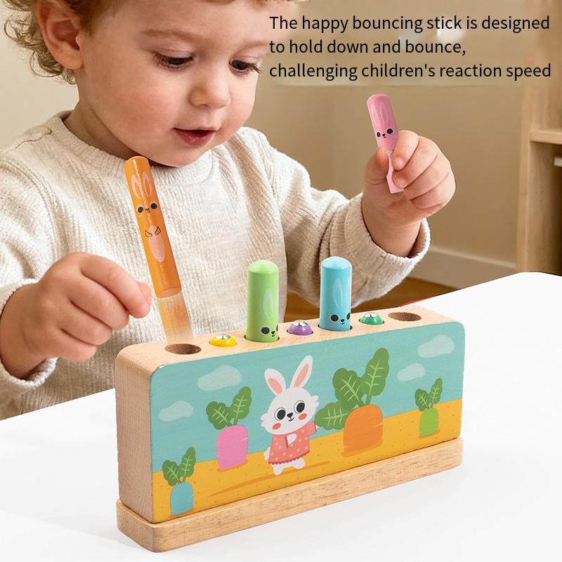 Rabbit Jumping Game Sticks - Preschool Toddler Early Education Toys for Hand-Eye Coordination & Tabletop Puzzle Building Blocks