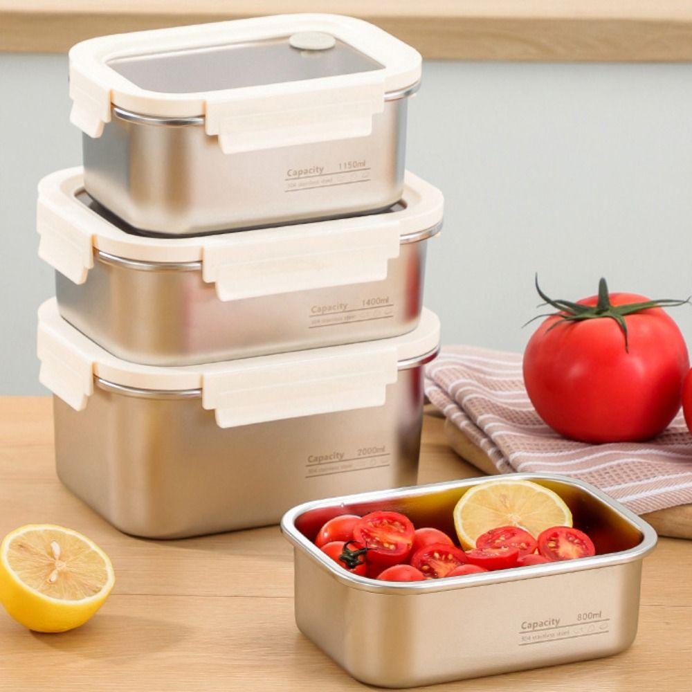 Portable Stainless Steel Crisper Leakproof Sealed Food Box Food Preservation Box Picnic