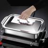 With Lid Grilling Tray Stainless Steel Grilled Fish Plate BBQ Plate Roaster Pan  Oven