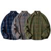 Autumn Men'S Thickened Plaid Abraded Long Sleeve Shirt Men'S Casual Lapel Shirt