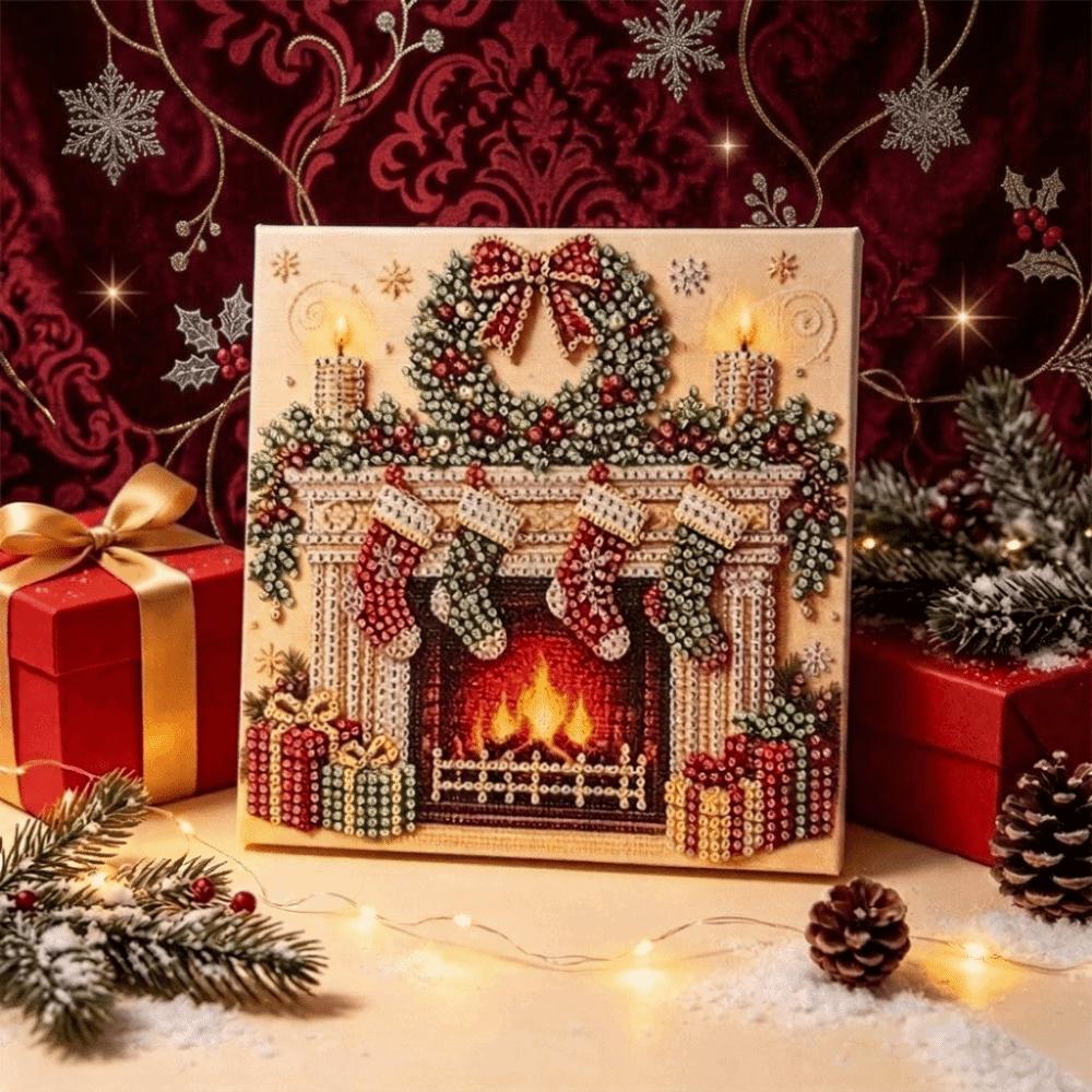 Santa Claus DIY Pearl Bead Art Set Christmas Socks Santa Painting Set Christmas