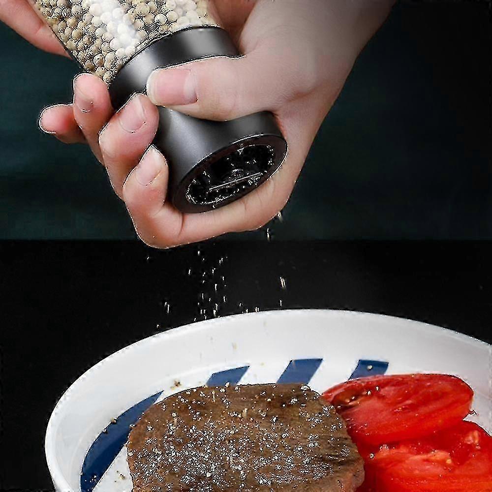 Salt And Pepper Grinder Set Of 2, Refillable Ceramic Grinder with Adjustable Coarseness, Glass Body, Freshness Locking Lid