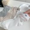 Women Socks Ballet Style Sweet Girls Black White Gray Socks Cute Bow Embroidery Hollow Out Mesh Thin Breathable Loose Long Socks