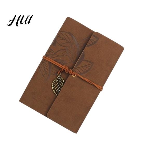 Embossed Leaf Texture Journal Vintage Faux Leather Journal, A5 A6 A7 6 Ring Loose-Leaf Notebook Durable Writing with Retro Metal Pendant for Writing,