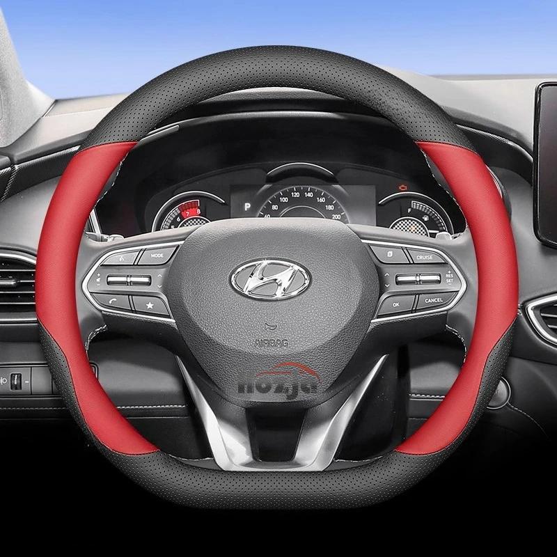 Кожаная накладка на руль автомобиля для Hyundai I30 Tucson Ioniq N Grand I10 Elantra I30n I20 Ix35 Palisade Ix20 Kona Santa fe