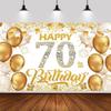 Баннер-фон "Счастливого 80-летия", 6x3,6 фута, Бело-золотой баннер для 80-летия, Товары для вечеринки в честь дня рождения, Фотофон для детей и взрослых