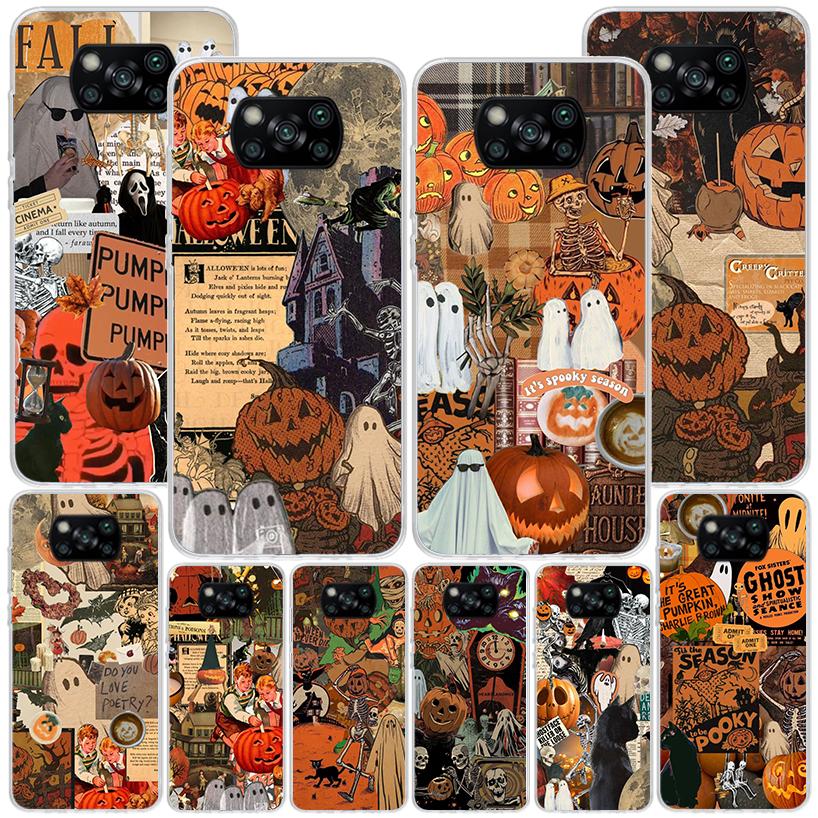 October Fall Halloween Spooky Pumpkin Phone Case For Xiaomi Poco X7 X6 X5 Pro F7 Ultra Redmi 15C 15 13C 13 12C 12 10 10A 10C 9 9