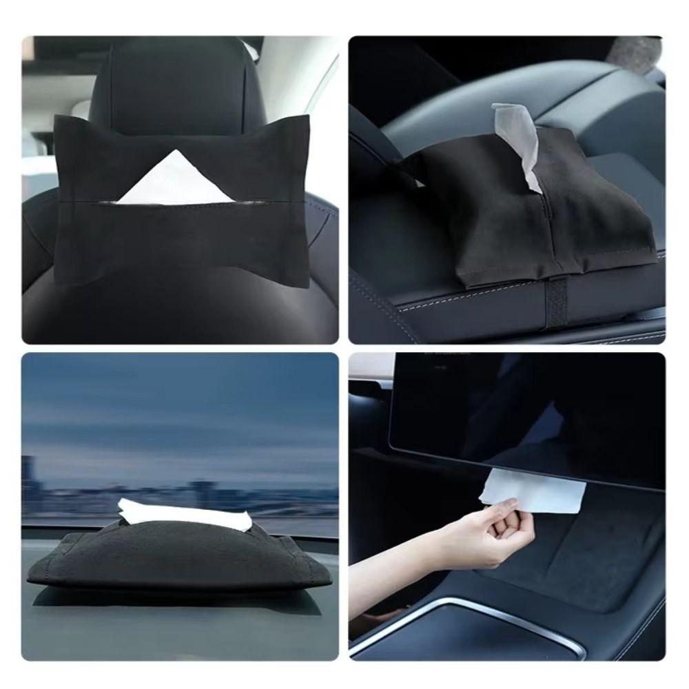 Hidden Design Car Tissue Holder Wear Resistant Auto Storage Bag for Tesla Model 3 Y Car Interior