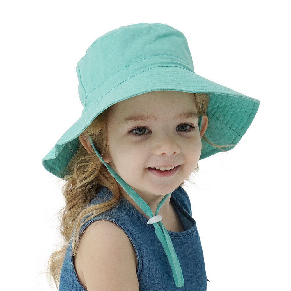 Wide Brim Neck Ear Cover UV Protection with Adjustable Chin Strap Beach Cap Bucket Hat Baby Sun Hat
