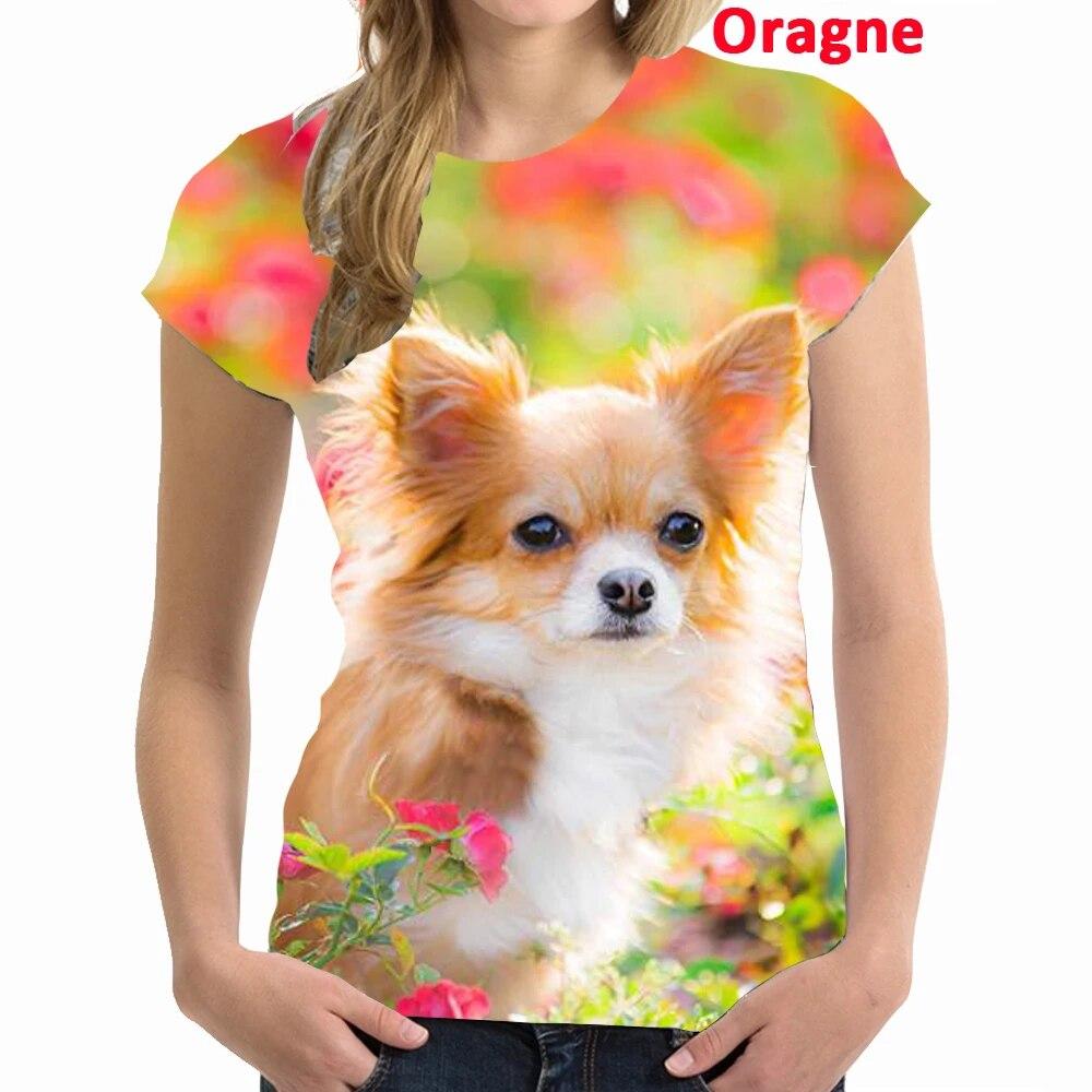 Новейшая летняя женская модная футболка с 3d принтом милых животных и собак, повседневная футболка с короткими рукавами и круглым вырезом чихуахуа