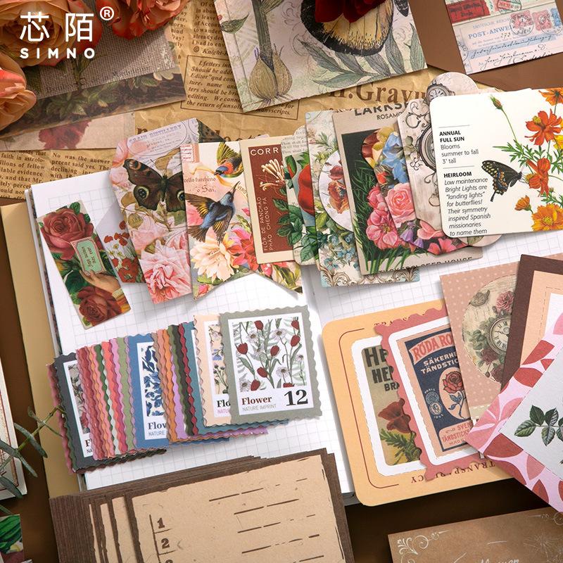 153pcs Per Set of Handbook Large Capacity Gift Box Nature Mark Series Retro Handbook DIY Decoration Bottoming Collage
