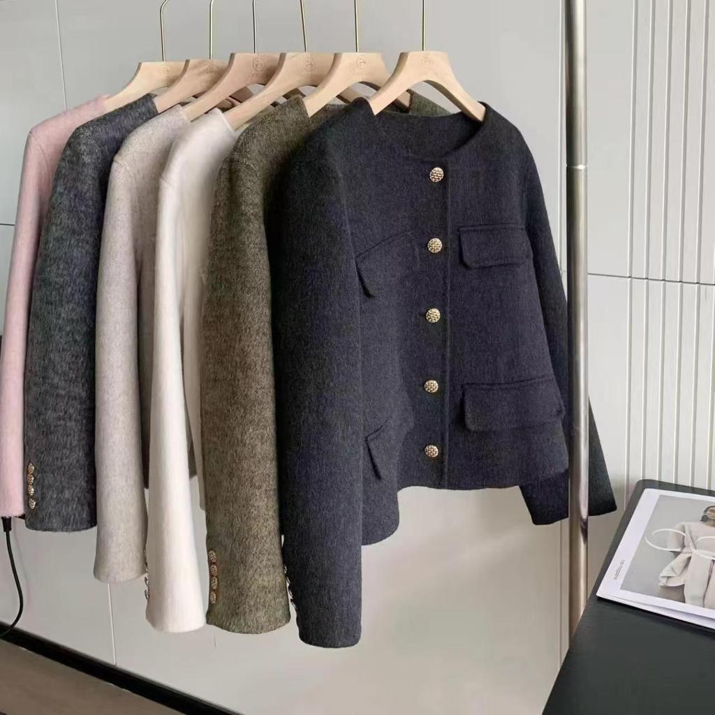 French Style Women's Double-Sided Wool Coat – Petite, Stylish, Versatile Short Jacket