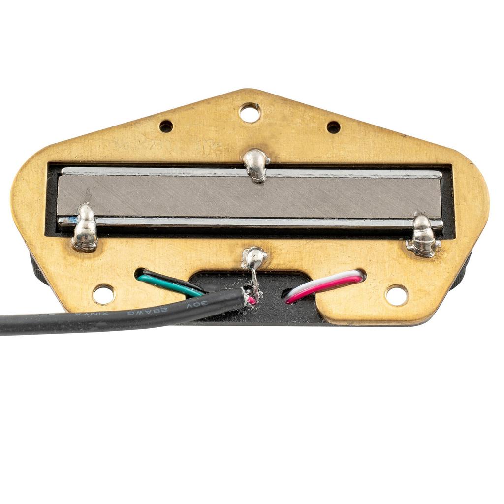 Musiclily Pro TL-DPLA Alnico 5 Single-Sized Humbucker Bridge Pickup, 6.2K Gold, for Telecaster Electric Guitars, Black Body with Chrome Rails