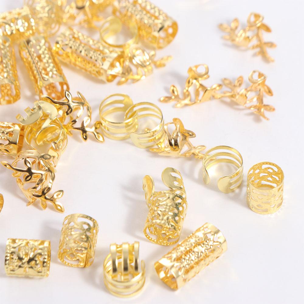 40PCS Gold and Silver Dreadlocks Beads Hair Braiding Hair Braid Tubes Hair Jewelry