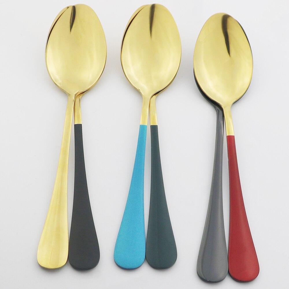 Набор столовой посуды из нержавеющей стали, набор столового серебра, черное золото, обеденная ложка, столовые приборы, столовые приборы, набор посуды для пикника, кухни, дома