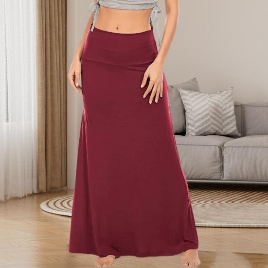Женская юбка с высокой талией, облегающая бедра, юбка макси, однотонная юбка длиной до щиколотки