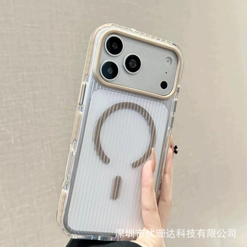 Применимо к iPhone 11 Pro Max, двухцветный гофрированный магнитный чехол для мобильного телефона, Apple 11, матовый прозрачный противоударный защитный чехол