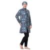 3XL-8XL Women Muslim Muslimah Swimwear Full Coverage Flower Patterned Zippered Women Swimming Suit Comfortable Highly Elastic 3 Pieces Beachwear
