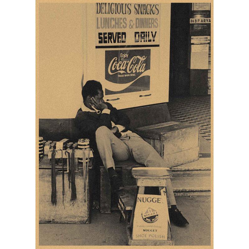Vintage Republic of China Coca-Cola Poster: Retro Kraft Paper Wall Art for Bars, Restaurants, and Coffee Shops